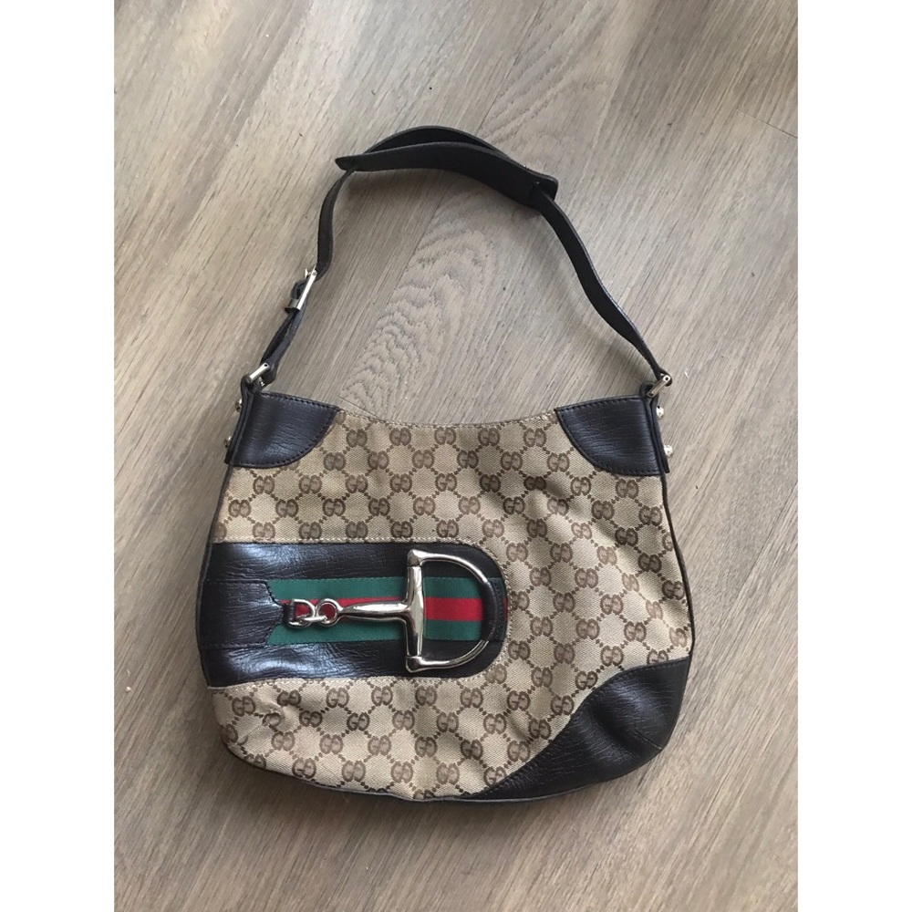 Authentic Gucci Canvas Hasler Horsebit Hobo bag